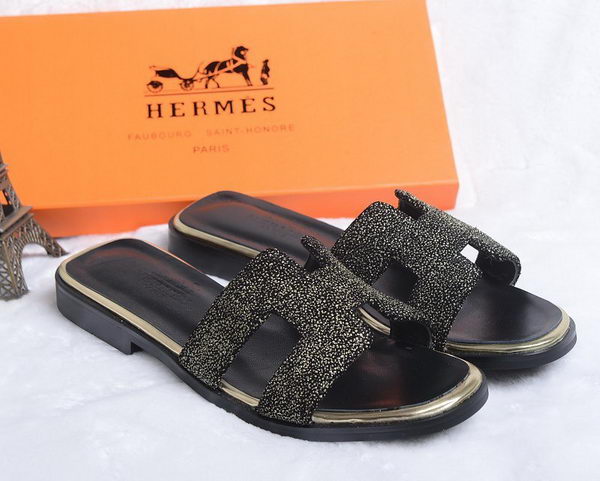 Hermes Slipper Suede Leather HO0447 Black Hermes Slipper Suede Leather HO0447 Black