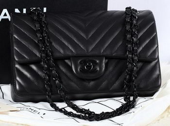 Chanel 2.55 Series Flap Bag Sheepskin Chevron Quilting A1112 Black Chanel 2.55 Series Flap Bag Sheepskin Chevron Quilting A1112 Black