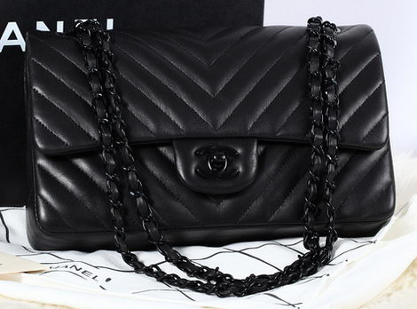Chanel 2.55 Series Flap Bag Sheepskin Chevron Quilting A1112 Black Chanel 2.55 Series Flap Bag Sheepskin Chevron Quilting A1112 Black
