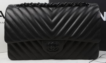 Chanel 2.55 Series Flap Bag Sheepskin Leather Chevron Quilting A1112 Black Chanel 2.55 Series Flap Bag Sheepskin Leather Chevron Quilting A1112 Black