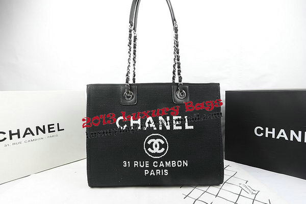 Chanel Medium Canvas Tote Shopping Bag A67001 Black Chanel Medium Canvas Tote Shopping Bag A67001 Black