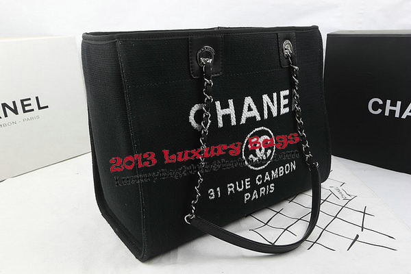 Chanel Medium Canvas Tote Shopping Bag A67001 Black Chanel Medium Canvas Tote Shopping Bag A67001 Black
