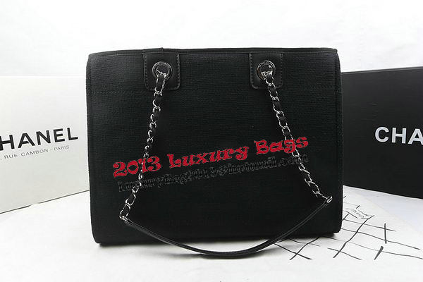 Chanel Medium Canvas Tote Shopping Bag A67001 Black Chanel Medium Canvas Tote Shopping Bag A67001 Black