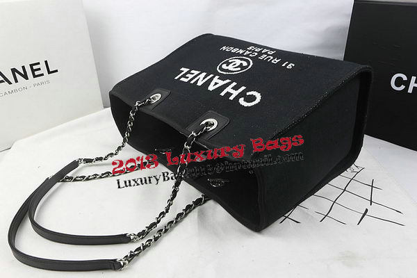 Chanel Medium Canvas Tote Shopping Bag A67001 Black Chanel Medium Canvas Tote Shopping Bag A67001 Black