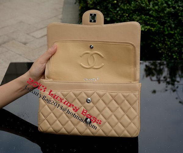 Chanel 2.55 Series Flap Bag Apricot Sheepskin Leather A1112 Silver