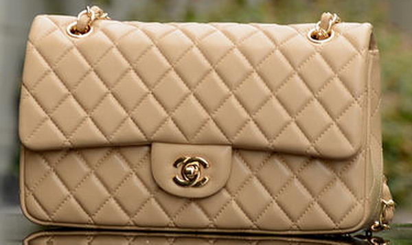 Chanel 2.55 Series Flap Bag Apricot Sheepskin Leather A37586 Gold Chanel 2.55 Series Flap Bag Apricot Sheepskin Leather A37586 Gold
