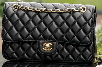 Chanel 2.55 Series Flap Bag Black Sheepskin Leather A1112 Gold Chanel 2.55 Series Flap Bag Black Sheepskin Leather A1112 Gold