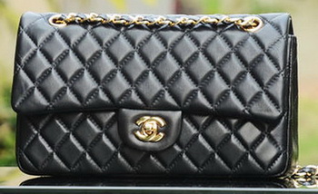 Chanel 2.55 Series Flap Bag Black Sheepskin Leather A37586 Gold Chanel 2.55 Series Flap Bag Black Sheepskin Leather A37586 Gold