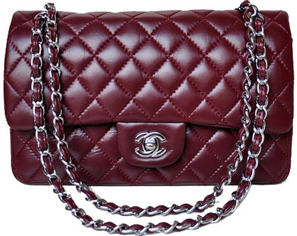 Chanel 2.55 Series Flap Bag Burgundy Patent Leather A1112 Silver Chanel 2.55 Series Flap Bag Burgundy Patent Leather A1112 Silver