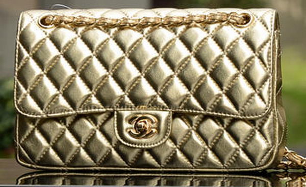 Chanel 2.55 Series Flap Bag Gold Sheepskin Leather A1112 Gold Chanel 2.55 Series Flap Bag Gold Sheepskin Leather A1112 Gold