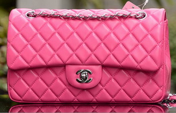 Chanel 2.55 Series Flap Bag Rose Sheepskin Leather A37586 Silver Chanel 2.55 Series Flap Bag Rose Sheepskin Leather A37586 Silver