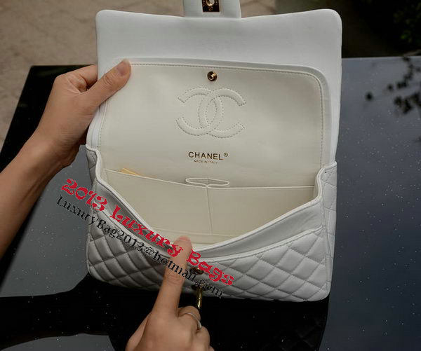 Chanel 2.55 Series Flap Bag White Sheepskin Leather A37586 Gold Chanel 2.55 Series Flap Bag White Sheepskin Leather A37586 Gold