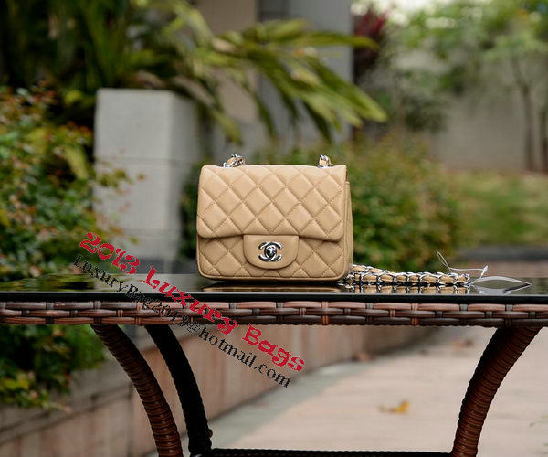 Chanel Classic MINI Flap Bag Apricot Sheepskin A37585 Silver Chanel Classic MINI Flap Bag Apricot Sheepskin A37585 Silver