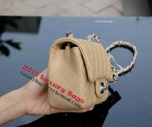 Chanel Classic MINI Flap Bag Apricot Sheepskin A37585 Silver Chanel Classic MINI Flap Bag Apricot Sheepskin A37585 Silver