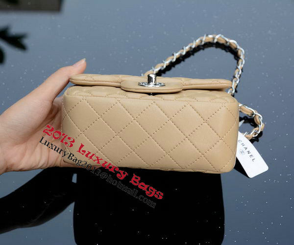 Chanel Classic MINI Flap Bag Apricot Sheepskin A37585 Silver Chanel Classic MINI Flap Bag Apricot Sheepskin A37585 Silver