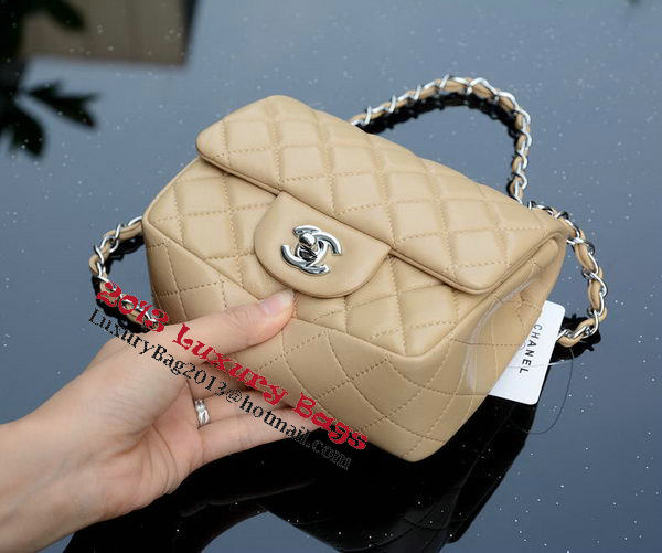 Chanel Classic MINI Flap Bag Apricot Sheepskin A37585 Silver Chanel Classic MINI Flap Bag Apricot Sheepskin A37585 Silver