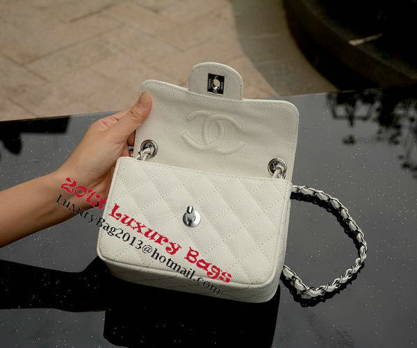Chanel Classic MINI Flap Bag White Cannage Pattern A1115 Silver Chanel Classic MINI Flap Bag White Cannage Pattern A1115 Silver