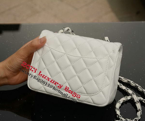 Chanel Classic MINI Flap Bag White Sheepskin A37585 Silver Chanel Classic MINI Flap Bag White Sheepskin A37585 Silver
