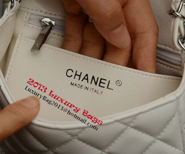 Chanel Classic MINI Flap Bag White Sheepskin A37585 Silver Chanel Classic MINI Flap Bag White Sheepskin A37585 Silver