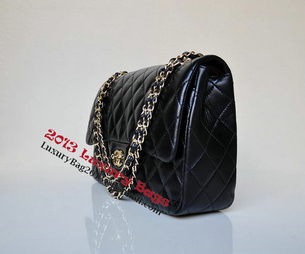 Chanel Jumbo Quilted Classic Black Sheepskin Flap Bag A58600 Gold Chanel Jumbo Quilted Classic Black Sheepskin Flap Bag A58600 Gold