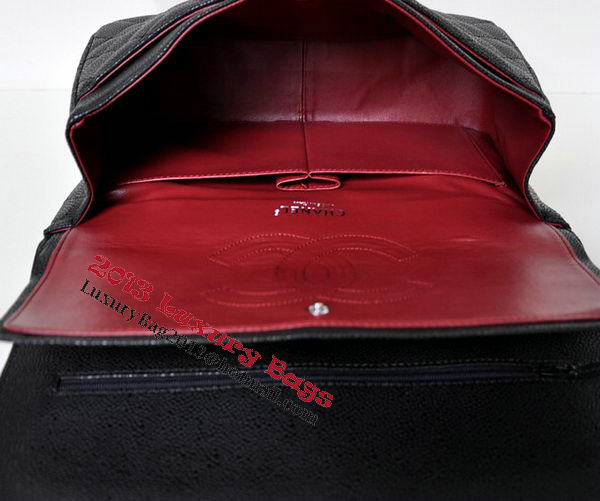 Chanel Jumbo Quilted Classic Flap Bag Black Cannage Patterns A58600 Silver