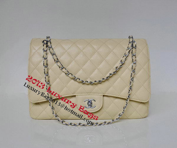 Chanel Maxi Quilted Classic Flap Bag Apricot Cannage Patterns A58601 Silver Chanel Maxi Quilted Classic Flap Bag Apricot Cannage Patterns A58601 Silver