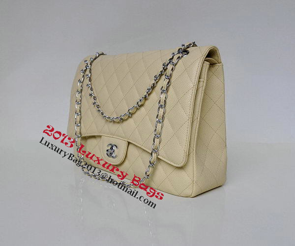 Chanel Maxi Quilted Classic Flap Bag Apricot Cannage Patterns A58601 Silver Chanel Maxi Quilted Classic Flap Bag Apricot Cannage Patterns A58601 Silver