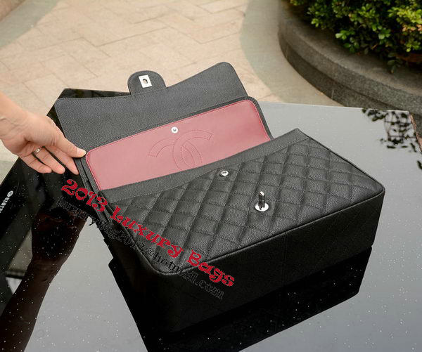 Chanel Maxi Quilted Classic Flap Bag Black Cannage Patterns A58601 Silver Chanel Maxi Quilted Classic Flap Bag Black Cannage Patterns A58601 Silver