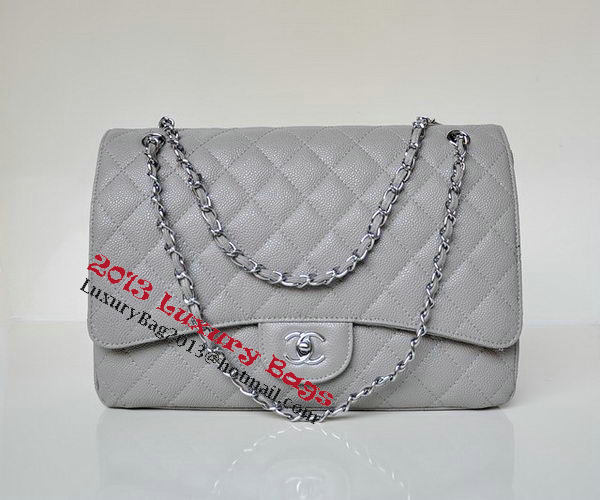 Chanel Maxi Quilted Classic Flap Bag Grey Cannage Patterns A58601 Silver Chanel Maxi Quilted Classic Flap Bag Grey Cannage Patterns A58601 Silver