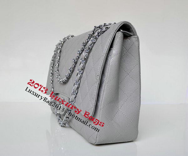 Chanel Maxi Quilted Classic Flap Bag Grey Cannage Patterns A58601 Silver Chanel Maxi Quilted Classic Flap Bag Grey Cannage Patterns A58601 Silver