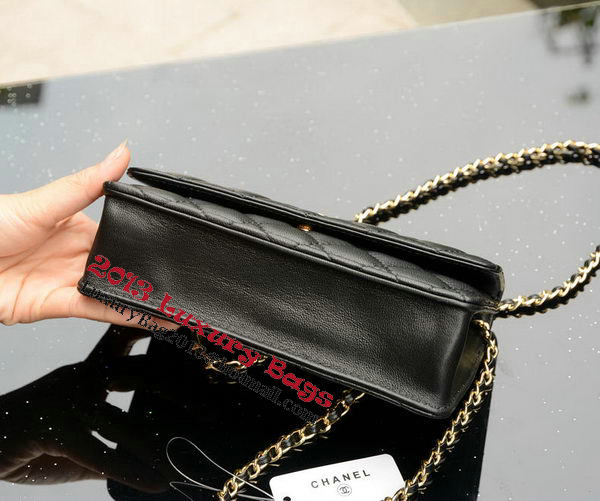 Chanel mini Flap Bag Black Sheepskin Leather A33814 Gold Chanel mini Flap Bag Black Sheepskin Leather A33814 Gold