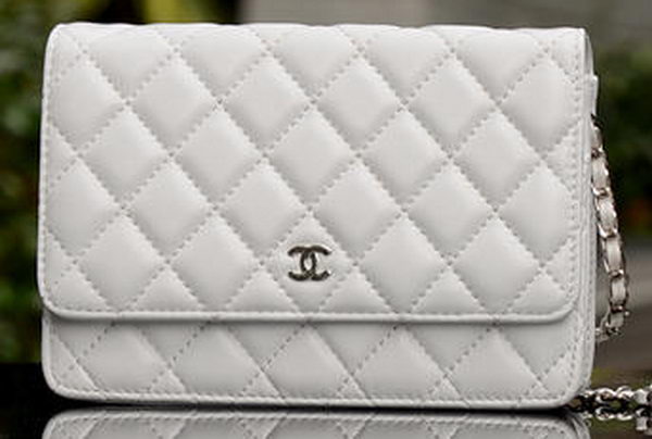 Chanel mini Flap Bag White Sheepskin Leather A33814 Silver Chanel mini Flap Bag White Sheepskin Leather A33814 Silver