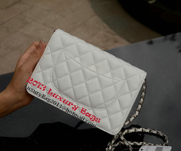 Chanel mini Flap Bag White Sheepskin Leather A33814 Silver Chanel mini Flap Bag White Sheepskin Leather A33814 Silver