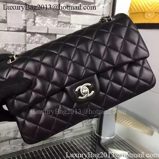 Chanel 2.55 Series Flap Bag Black Sheepskin Leather A06375 Silver Chanel 2.55 Series Flap Bag Black Sheepskin Leather A06375 Silver