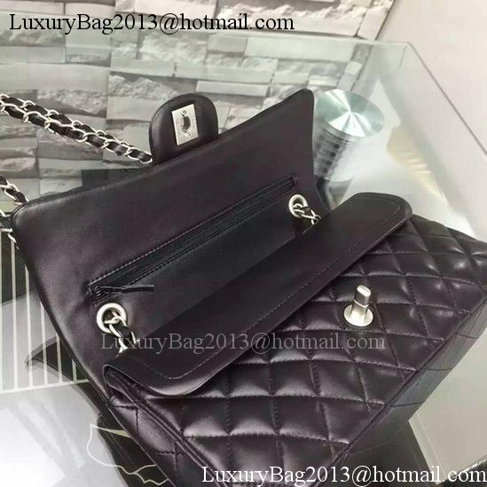 Chanel 2.55 Series Flap Bag Black Sheepskin Leather A06375 Silver Chanel 2.55 Series Flap Bag Black Sheepskin Leather A06375 Silver