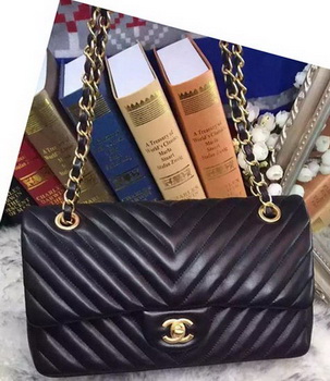 Chanel 2.55 Series Flap Bag Lambskin Chevron Leather A05475 Black Chanel 2.55 Series Flap Bag Lambskin Chevron Leather A05475 Black
