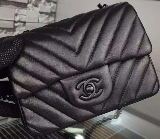 Chanel Classic mini Flap Bag Black Chevron Sheepskin Leather A68748 Black Chanel Classic mini Flap Bag Black Chevron Sheepskin Leather A68748 Black
