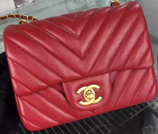 Chanel Classic mini Flap Bag Chevron Sheepskin Leather A68748 Burgundy Chanel Classic mini Flap Bag Chevron Sheepskin Leather A68748 Burgundy