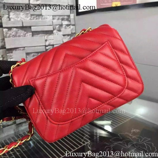 Chanel Classic mini Flap Bag Chevron Sheepskin Leather A68748 Red Chanel Classic mini Flap Bag Chevron Sheepskin Leather A68748 Red