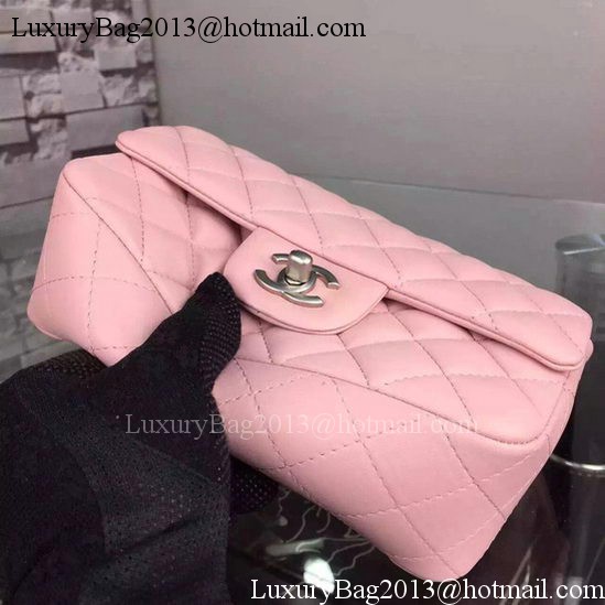 Chanel Classic mini Flap Bag Pink Sheepskin Leather A67350 Silver Chanel Classic mini Flap Bag Pink Sheepskin Leather A67350 Silver