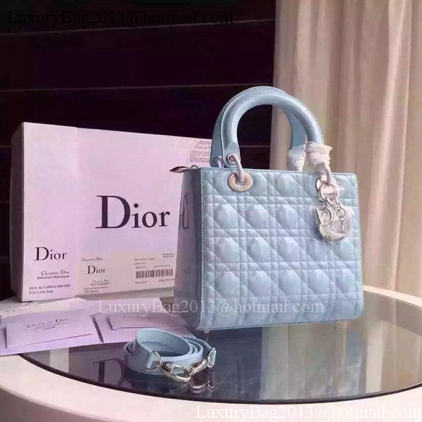 Dior Small Lady Dior Bag Patent Leather CD5502 Light Blue Dior Small Lady Dior Bag Patent Leather CD5502 Light Blue