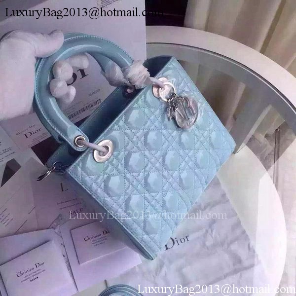 Dior Small Lady Dior Bag Patent Leather CD5502 Light Blue Dior Small Lady Dior Bag Patent Leather CD5502 Light Blue