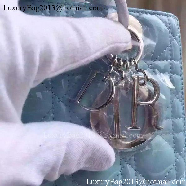 Dior Small Lady Dior Bag Patent Leather CD5502 Light Blue Dior Small Lady Dior Bag Patent Leather CD5502 Light Blue