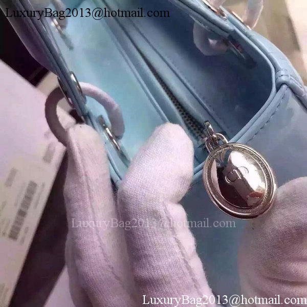Dior Small Lady Dior Bag Patent Leather CD5502 Light Blue Dior Small Lady Dior Bag Patent Leather CD5502 Light Blue