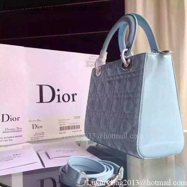 Dior Small Lady Dior Bag Patent Leather CD5502 Light Blue Dior Small Lady Dior Bag Patent Leather CD5502 Light Blue