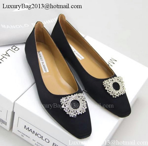 Manolo Blahnik Ballerina Satin Canvas MB095 Black Manolo Blahnik Ballerina Satin Canvas MB095 Black