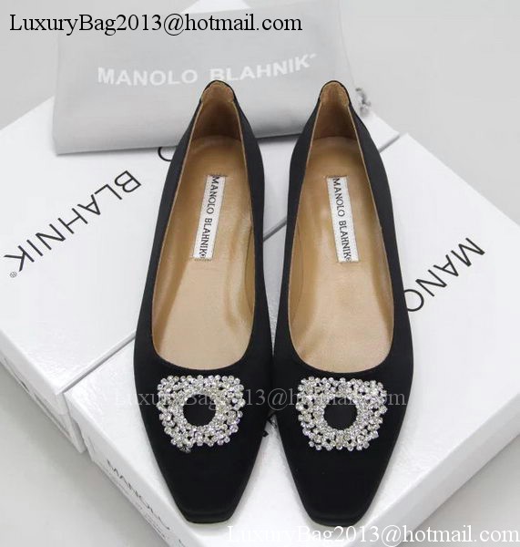 Manolo Blahnik Ballerina Satin Canvas MB095 Black Manolo Blahnik Ballerina Satin Canvas MB095 Black