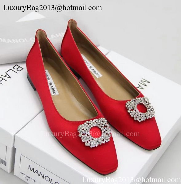 Manolo Blahnik Ballerina Satin Canvas MB095 Red Manolo Blahnik Ballerina Satin Canvas MB095 Red