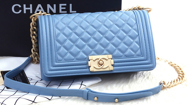 Boy Chanel Flap Shoulder Bag SkyBlue Sheepskin Leather A67086 Gold Boy Chanel Flap Shoulder Bag SkyBlue Sheepskin Leather A67086 Gold
