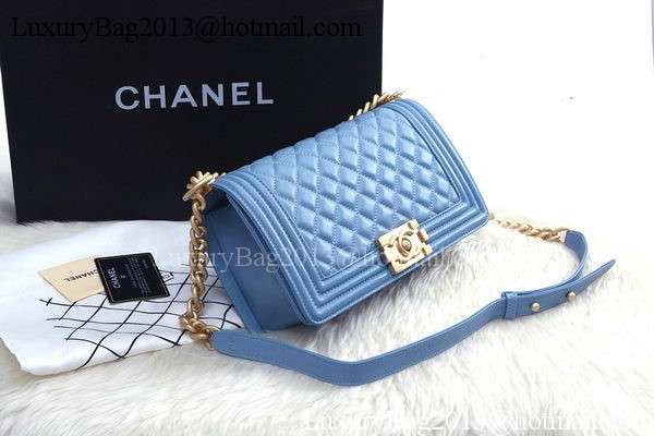 Boy Chanel Flap Shoulder Bag SkyBlue Sheepskin Leather A67086 Gold Boy Chanel Flap Shoulder Bag SkyBlue Sheepskin Leather A67086 Gold
